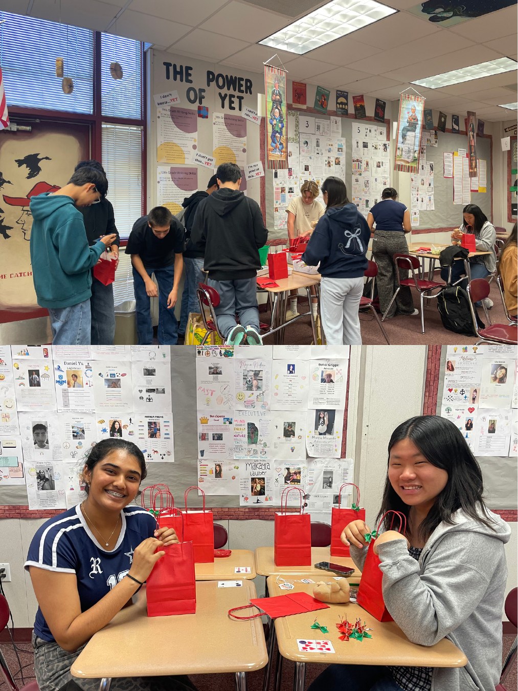 Fostering Joy volunteers working together in a classroom